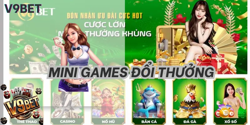 Giao diện sảnh Mini Games V9BET với Tài Xỉu và Mini Poker