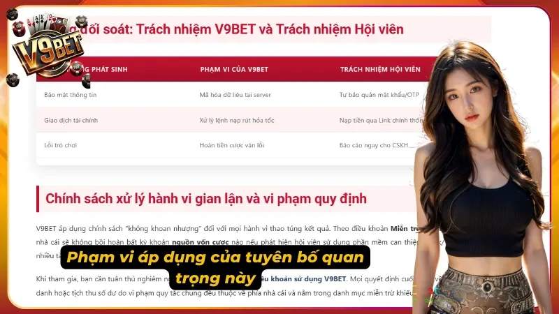 Tuyên Bố Miễn Trừ Trách Nhiệm V9bet Và Quy Định Liên Quan 3 Nắm chắc phạm vi trang chủ áp dụng